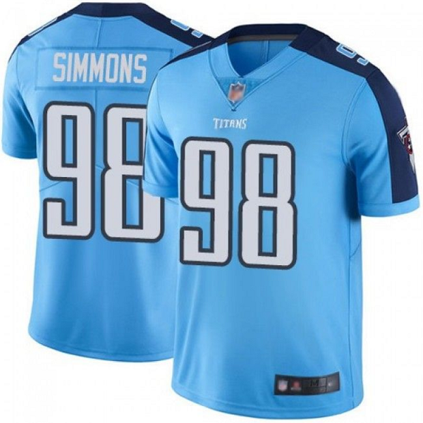 Men's Light Blue Tennessee Titans #98 Jeffery Simmons Stitched Jersey